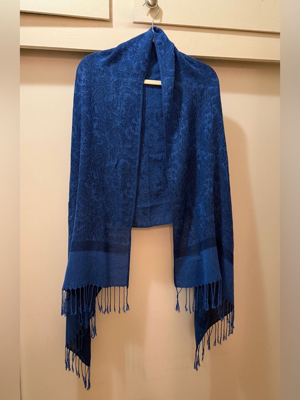 Pashmina 70% Pashmina 30% Silk Reversible Paisley Jacquard Fringe Shawl Wrap